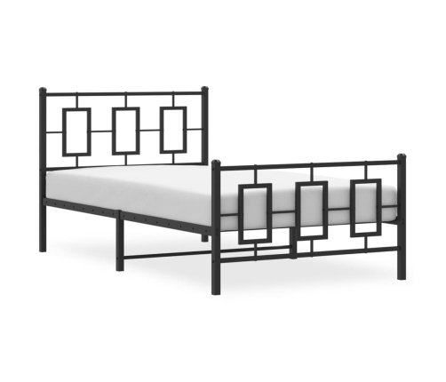 Estructura de cama con cabecero y estribo metal negro 100x190cm