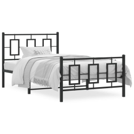 Estructura cama sin colchón con estribo metal negro 100x190 cm