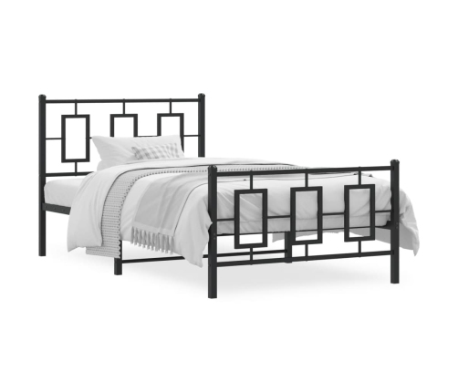 Estructura de cama con cabecero y estribo metal negro 100x190cm