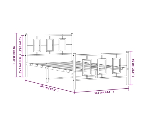 Estructura cama sin colchón con estribo metal negro 107x203 cm