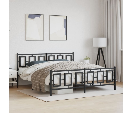 Estructura cama sin colchón con estribo metal negro 183x213 cm