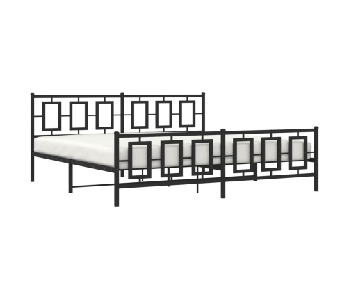 Estructura de cama cabecero y pie de cama metal negro 193x203cm