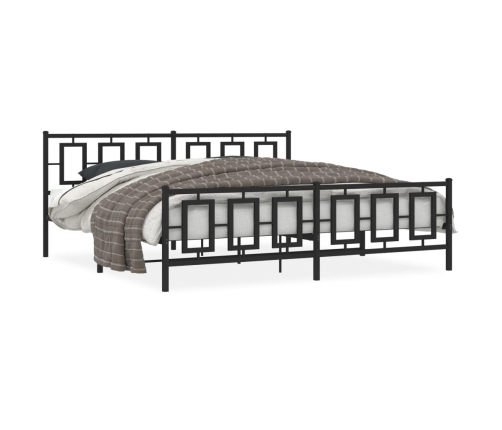 Estructura de cama cabecero y pie de cama metal negro 193x203cm