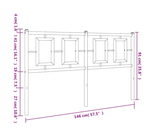 Cabecero de metal negro 140 cm