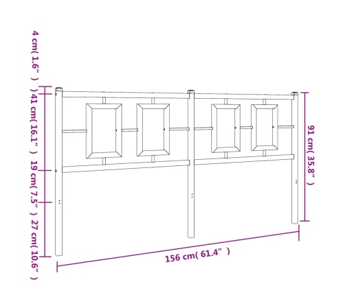 Cabecero de metal negro 150 cm