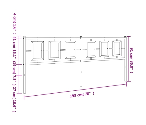 Cabecero de metal negro 193 cm