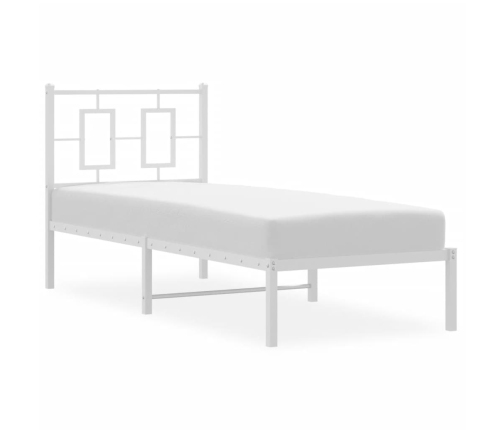 Estructura cama sin colchón con cabecero metal blanco 80x200 cm