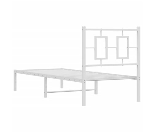 Estructura cama sin colchón con cabecero metal blanco 80x200 cm