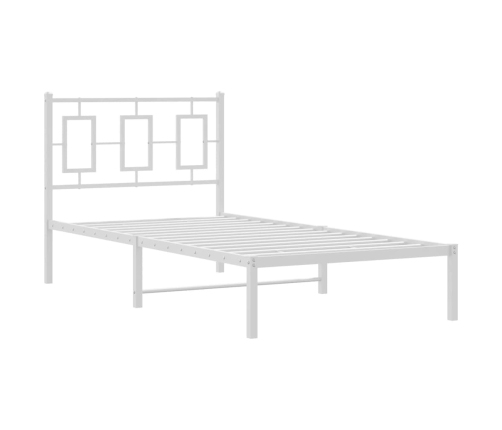 Estructura de cama de metal con cabecero blanco 90x190 cm