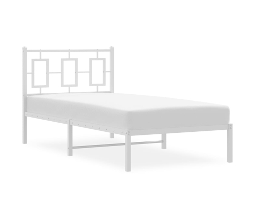 Estructura de cama de metal con cabecero blanco 90x190 cm