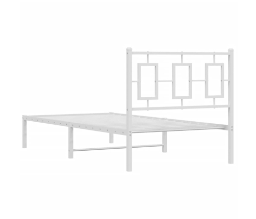 Estructura de cama de metal con cabecero blanco 90x190 cm