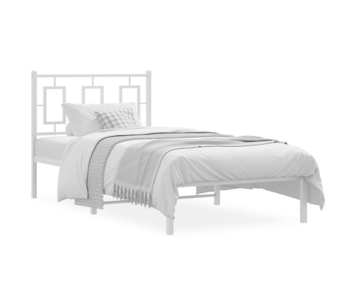 Estructura de cama de metal con cabecero blanco 90x190 cm