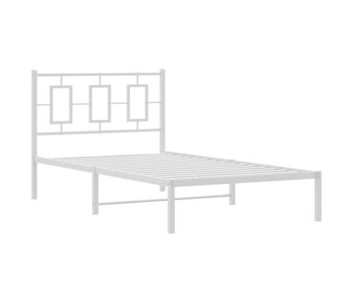 Estructura cama sin colchón con cabecero metal blanco 100x200cm