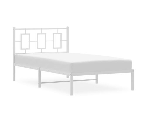 Estructura cama sin colchón con cabecero metal blanco 100x200cm