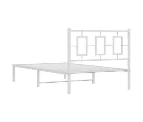 Estructura cama sin colchón con cabecero metal blanco 100x200cm