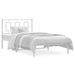 Estructura cama sin colchón con cabecero metal blanco 100x200cm