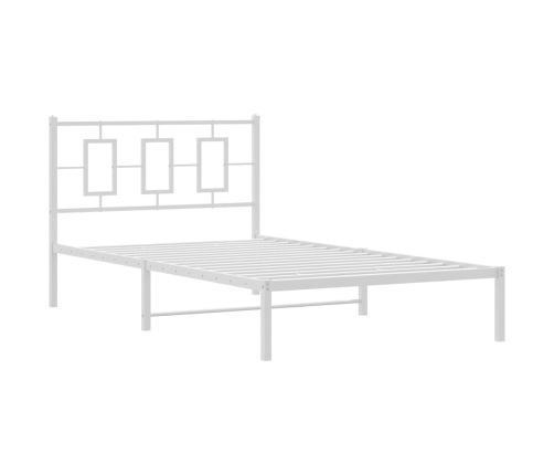 Estructura de cama de metal con cabecero blanco 107x203 cm