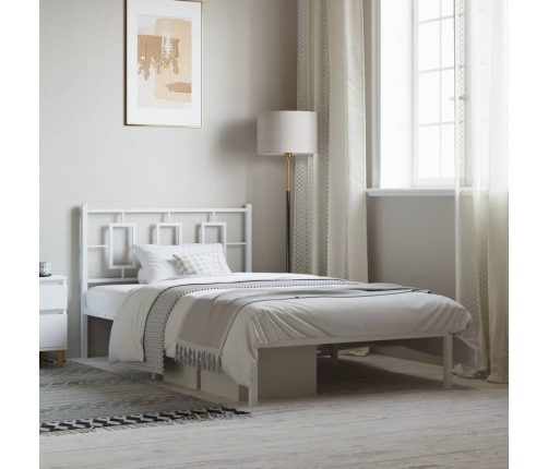 Estructura de cama de metal con cabecero blanco 107x203 cm