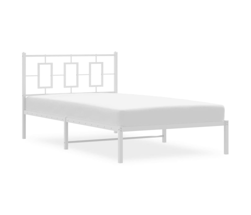 Estructura de cama de metal con cabecero blanco 107x203 cm