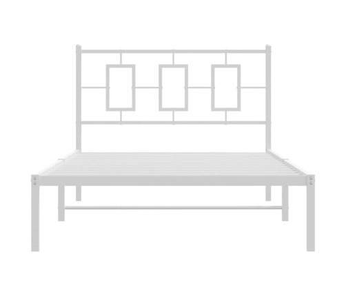 Estructura de cama de metal con cabecero blanco 107x203 cm