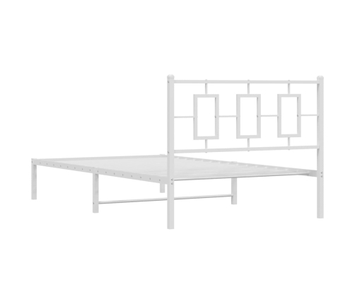 Estructura de cama de metal con cabecero blanco 107x203 cm