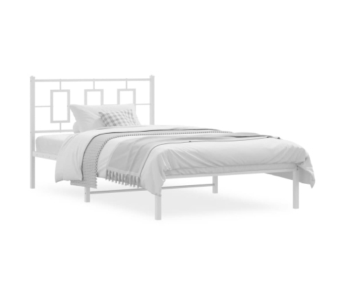 Estructura de cama de metal con cabecero blanco 107x203 cm