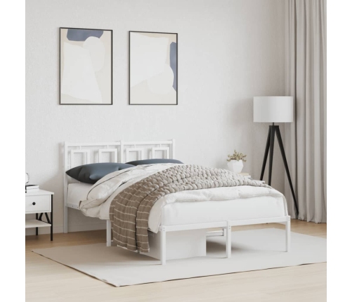 Estructura cama sin colchón con cabecero metal blanco 120x190cm