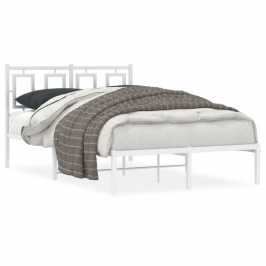 Estructura cama sin colchón con cabecero metal blanco 120x190cm