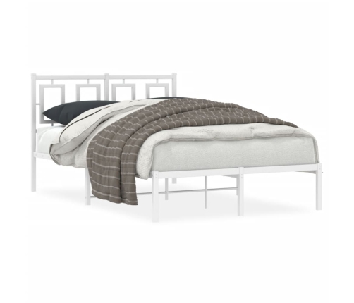 Estructura cama sin colchón con cabecero metal blanco 120x190cm