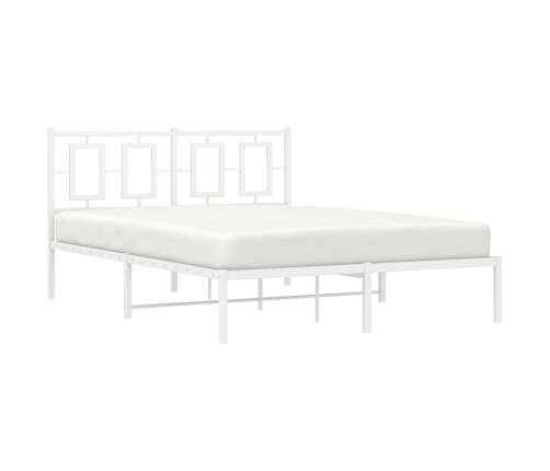 Estructura cama sin colchón con cabecero metal blanco 140x190cm