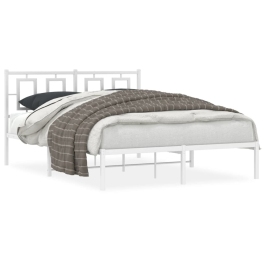 Estructura cama sin colchón con cabecero metal blanco 140x200cm