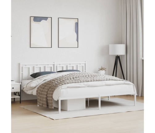 Estructura cama sin colchón con cabecero metal blanco 183x213cm