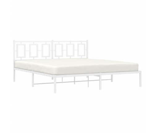 Estructura cama sin colchón con cabecero metal blanco 183x213cm