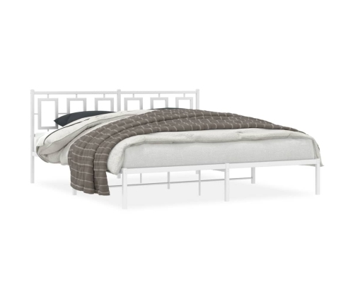 Estructura cama sin colchón con cabecero metal blanco 183x213cm