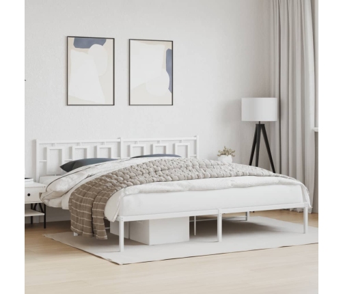 Estructura de cama de metal con cabecero blanco 193x203 cm