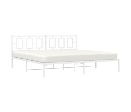 Estructura de cama de metal con cabecero blanco 193x203 cm