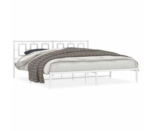 Estructura de cama de metal con cabecero blanco 193x203 cm