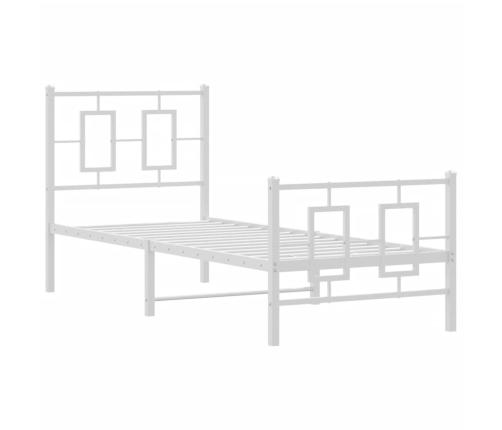 Estructura cama metal con cabecero y pie cama blanca 75x190 cm