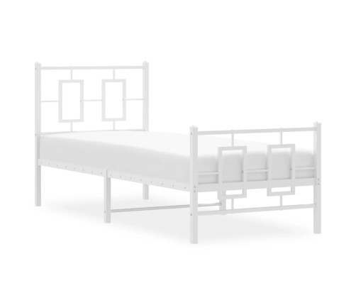 Estructura cama metal con cabecero y pie cama blanca 75x190 cm