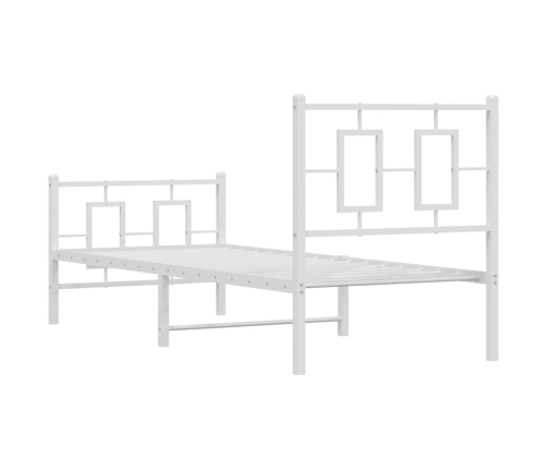 Estructura cama metal con cabecero y pie cama blanca 75x190 cm