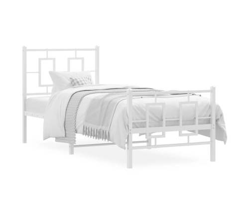 Estructura cama metal con cabecero y pie cama blanca 75x190 cm