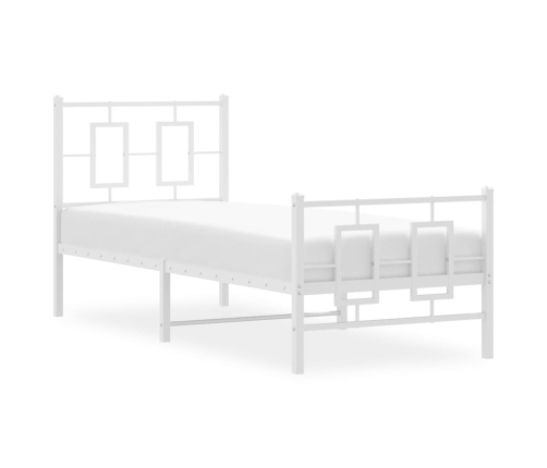 Estructura cama metal con cabecero y pie cama blanca 80x200 cm