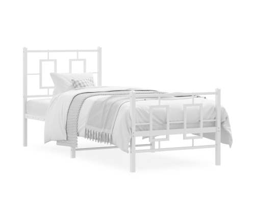 Estructura cama metal con cabecero y pie cama blanca 80x200 cm