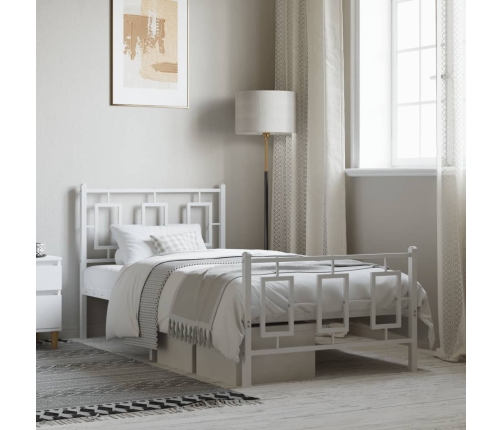 Estructura cama sin colchón con estribo metal blanco 90x190 cm