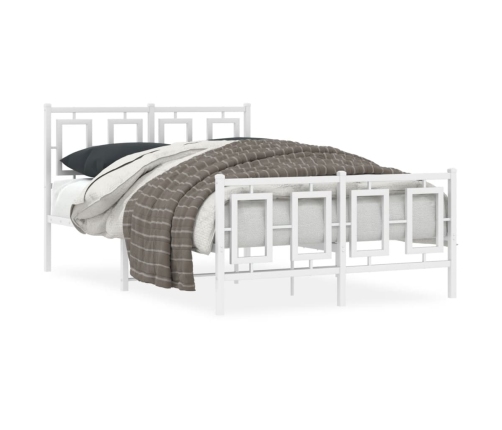 Estructura cama metal con cabecero y estribo blanco 120x190 cm