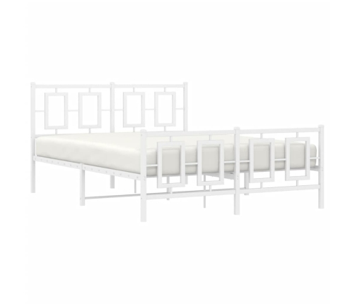 Estructura cama metal con cabecero y estribo blanco 135x190 cm