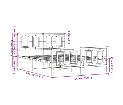 Estructura cama metal con cabecero y estribo blanco 135x190 cm