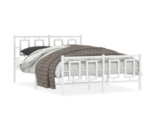 Estructura cama metal con cabecero y estribo blanco 135x190 cm