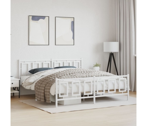 Estructura cama metal con cabecero y estribo blanco 180x200 cm