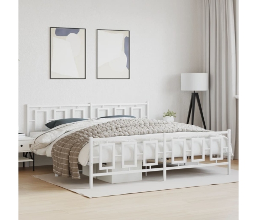 Estructura cama sin colchón con estribo metal blanco 193x203 cm